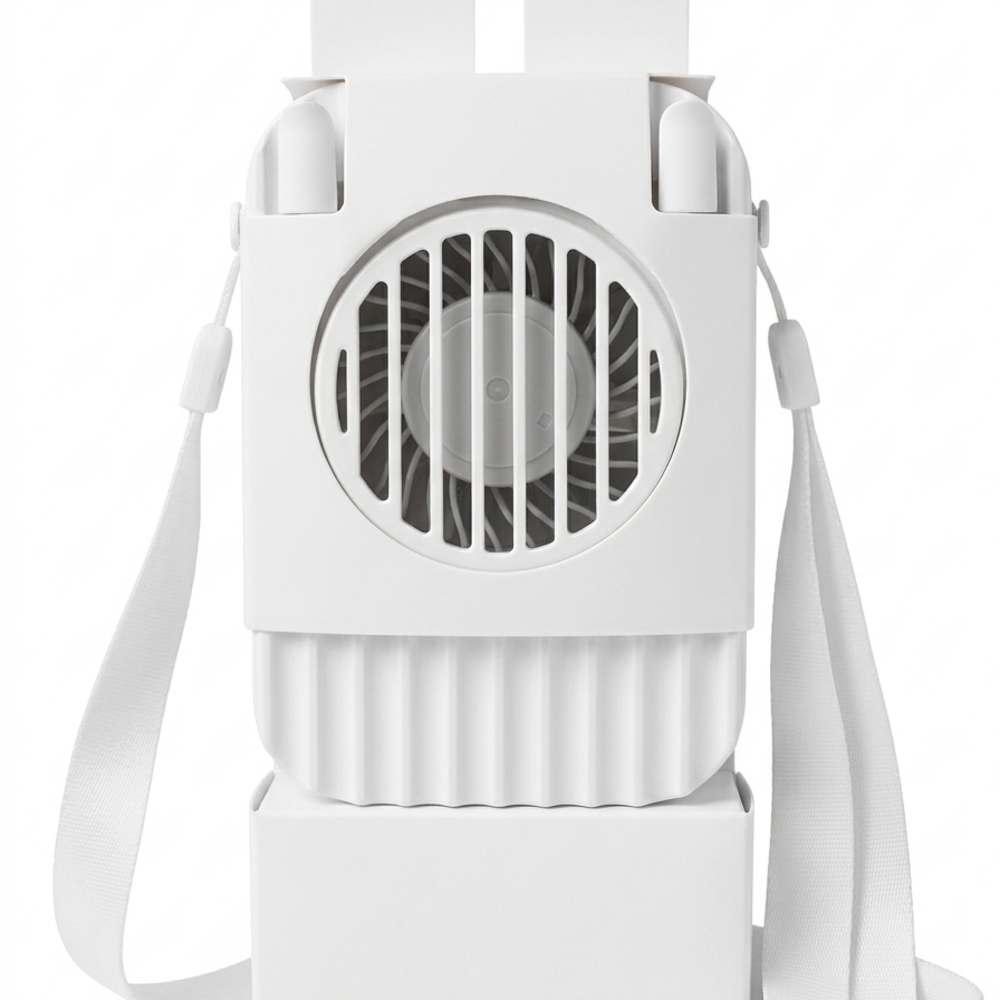White Hands-Free Portable Neck Fan by